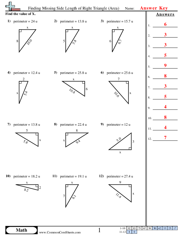  - finding-missing-side-length-of-right-triangle-area worksheet