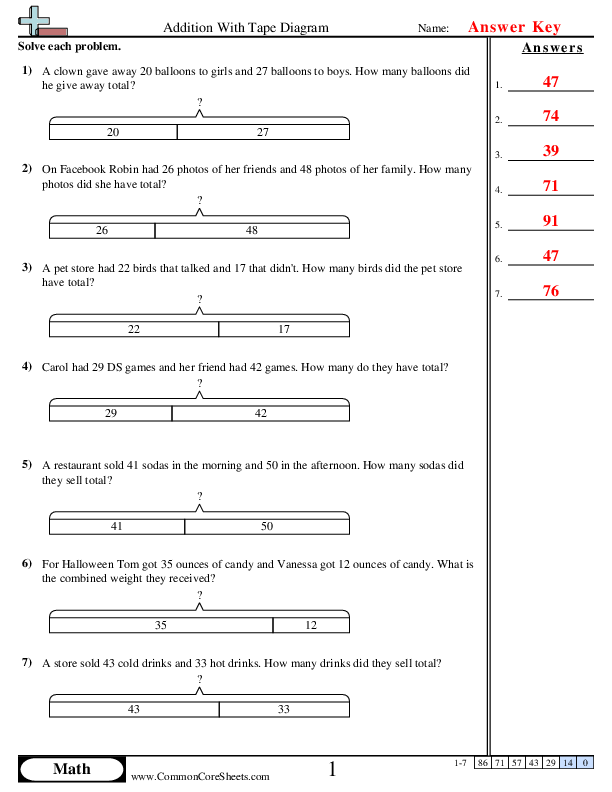  - addition-with-tape-diagram worksheet