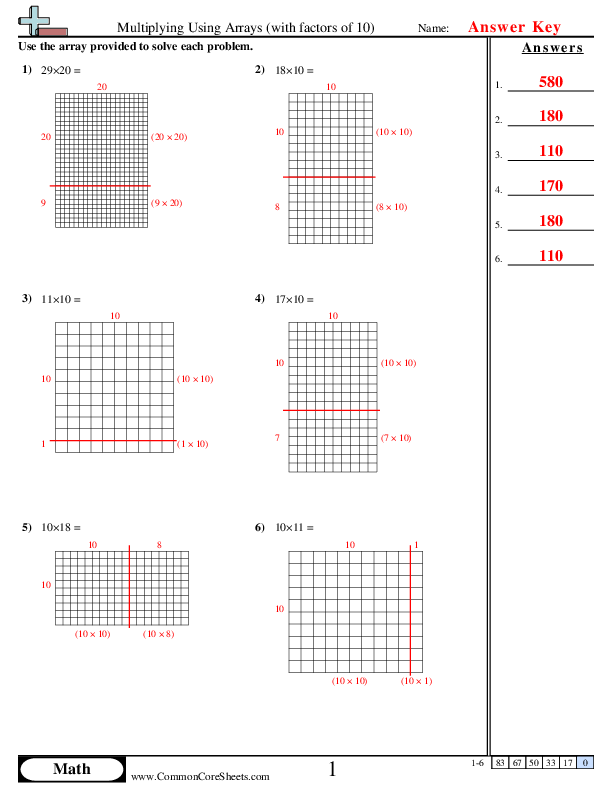  - multiplying-using-arrays-with-factors-of-10 worksheet