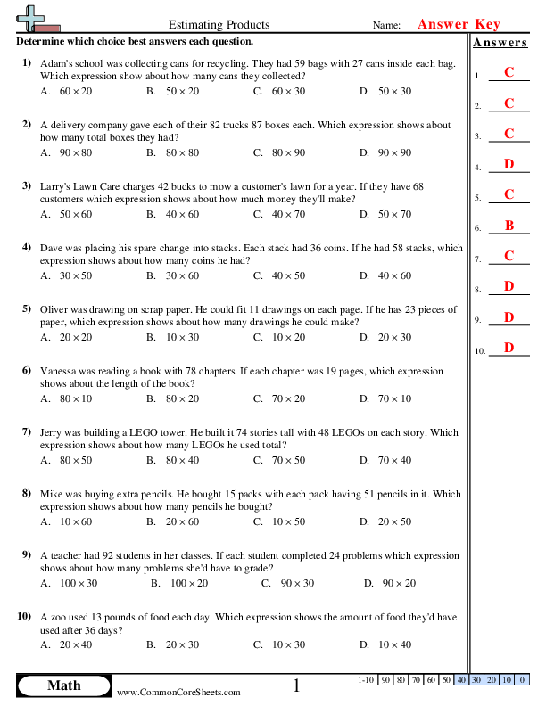  - estimating-products-x worksheet