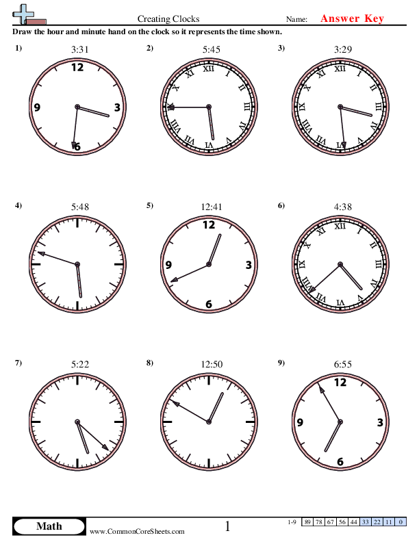  - creating-clocks-1-minute-increments worksheet