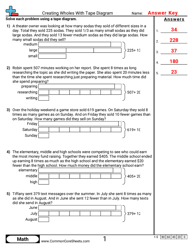 Tape Diagram Worksheets - creating-wholes-with-tape-diagram worksheet