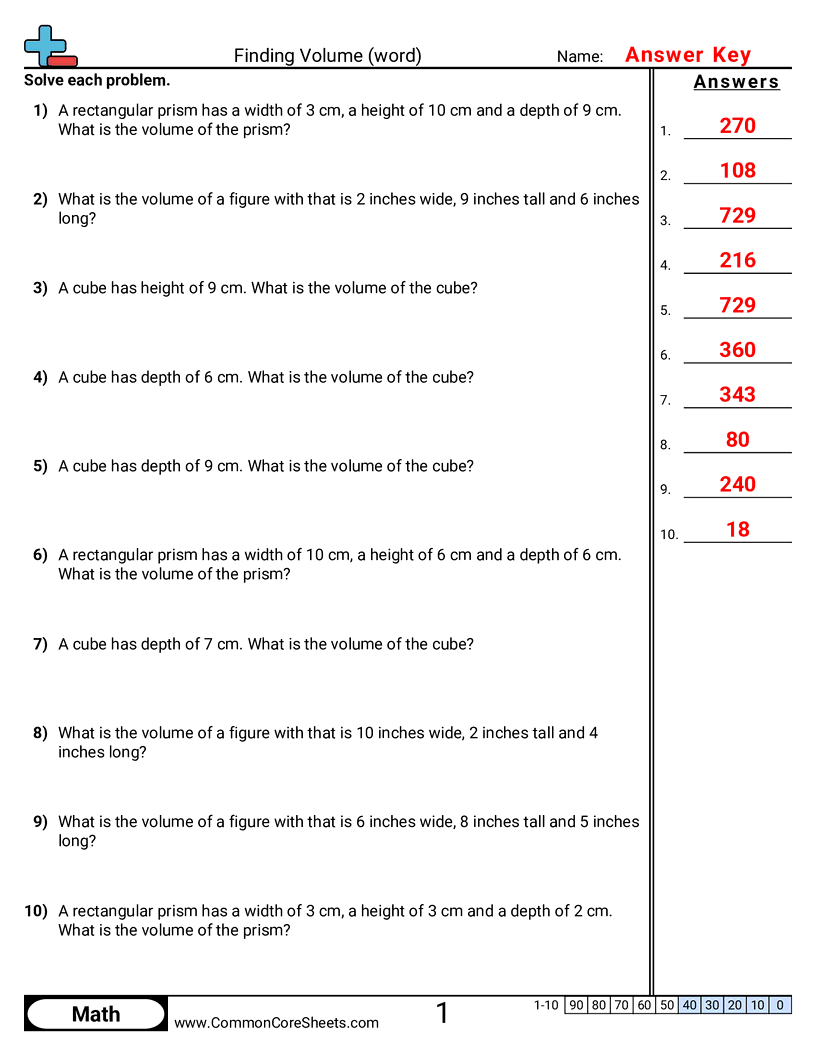 Volume Worksheets - finding-volume-word worksheet