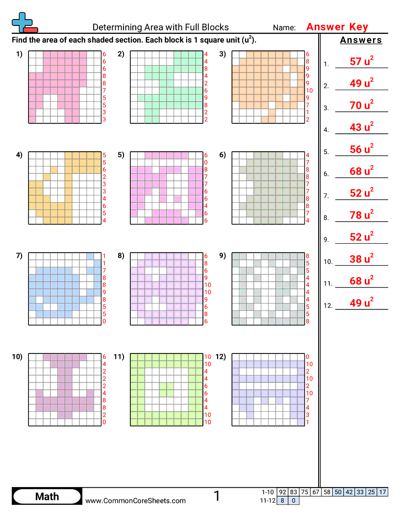 3rd Grade Area & Perimeter Worksheets - blocks-whole worksheet