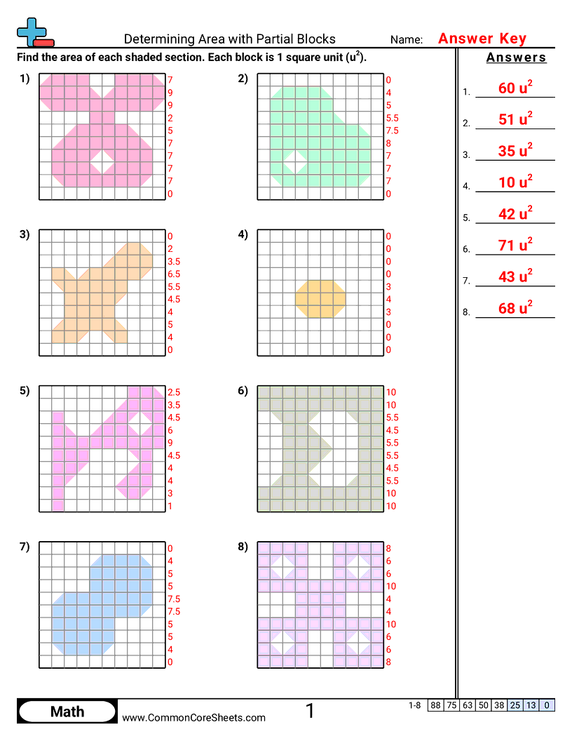 3rd Grade Area & Perimeter Worksheets - blocks-partial worksheet