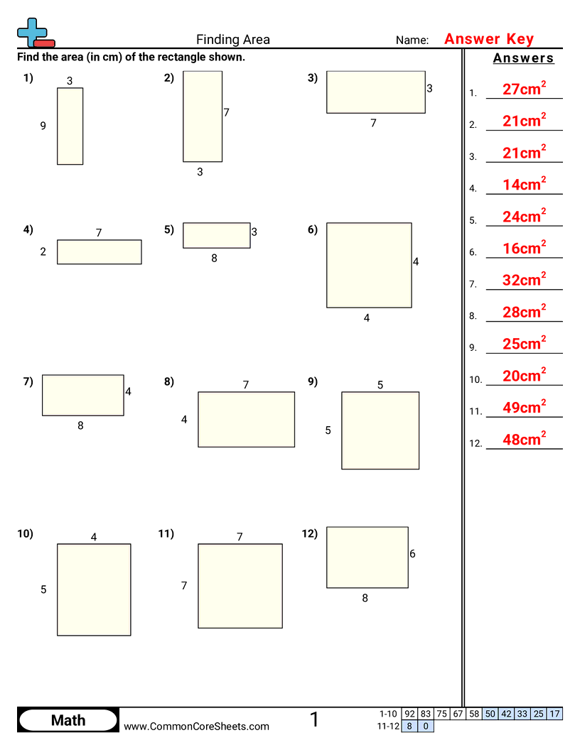 3rd Grade Area & Perimeter Worksheets - finding-area worksheet