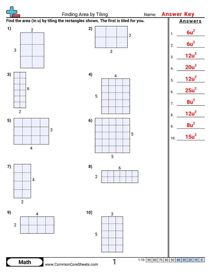 3rd Grade Area & Perimeter Worksheets - finding-area-by-tiling worksheet