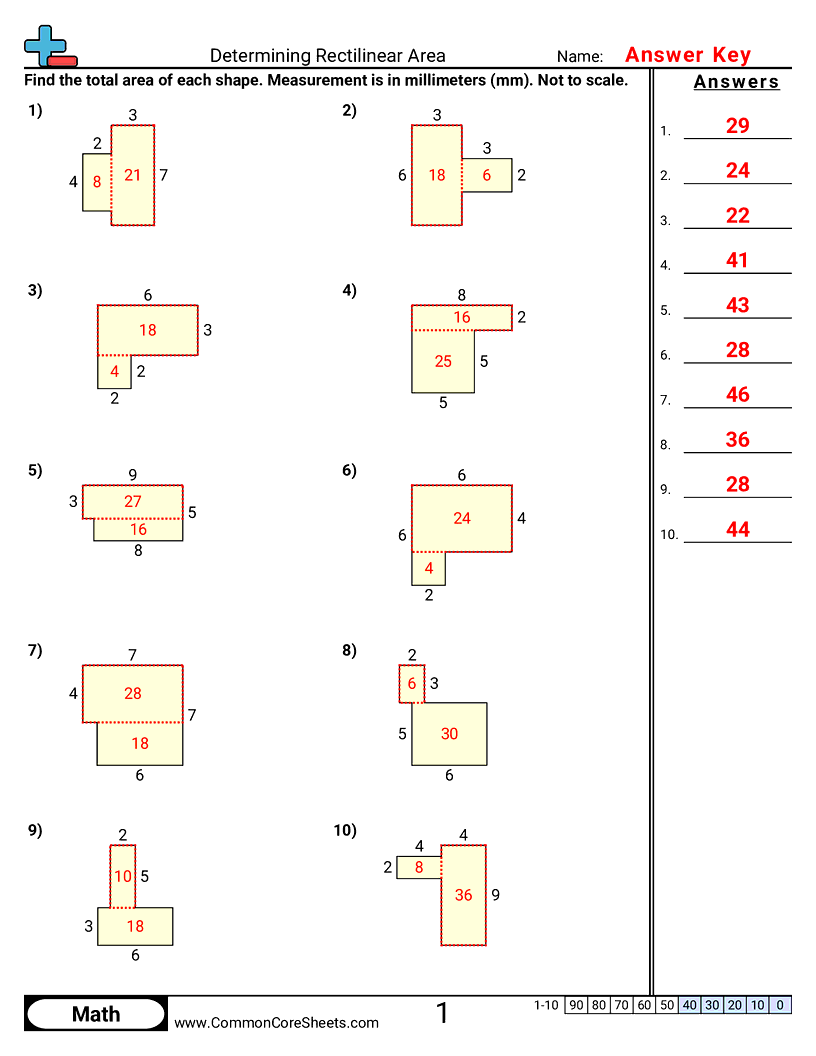 3rd Grade Area & Perimeter Worksheets - rectilinear-area worksheet