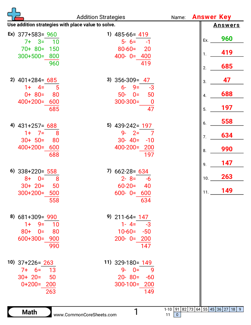 2nbt9 Worksheets - addition-strategies worksheet