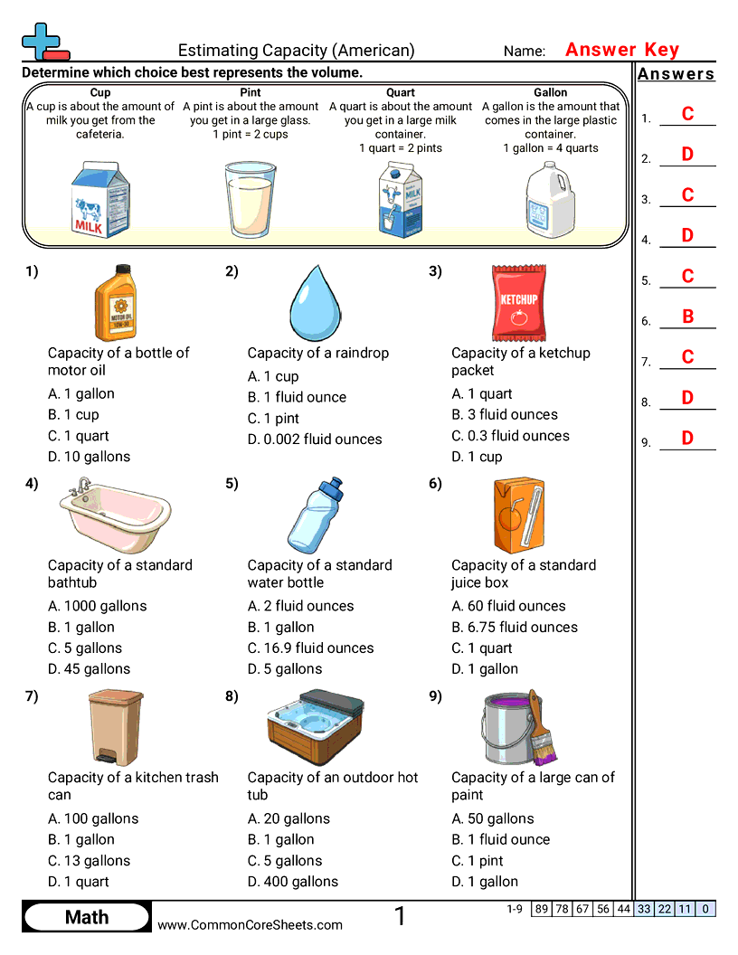 Capacity Worksheets - american-capacity-visual worksheet