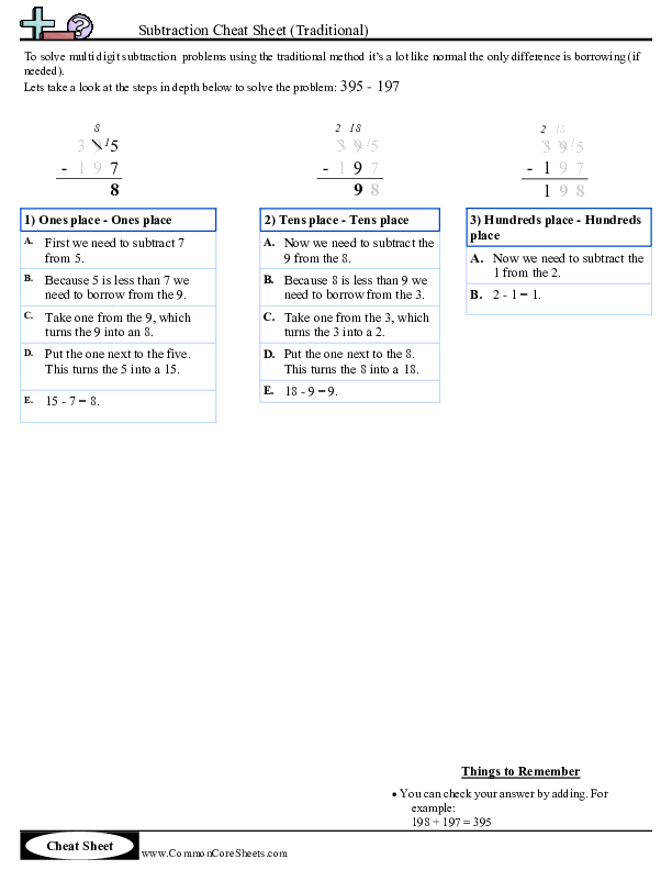  - subtraction-traditional worksheet