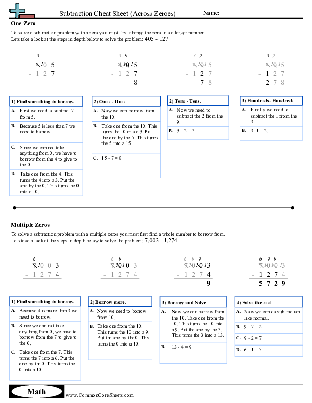  - subtraction-across-zeroes-traditional worksheet