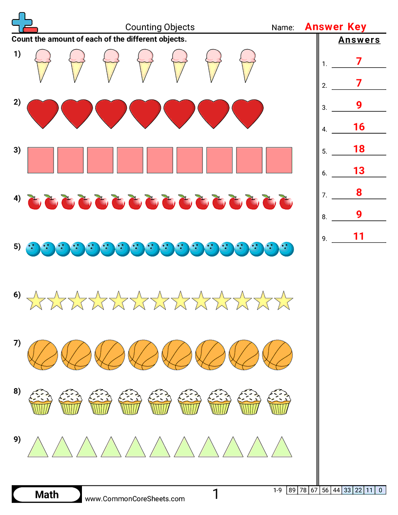 kcc5 Worksheets - counting-rows worksheet