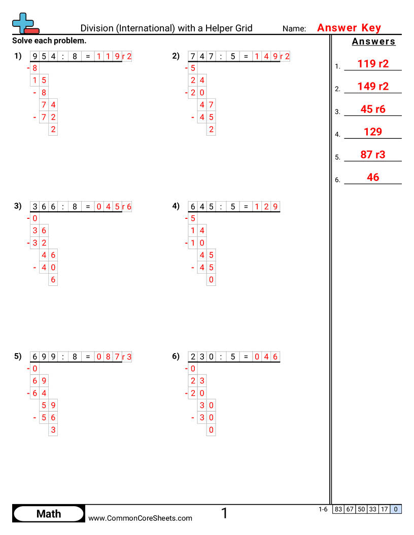 Division Worksheets - division-international-with-a-helper-grid worksheet