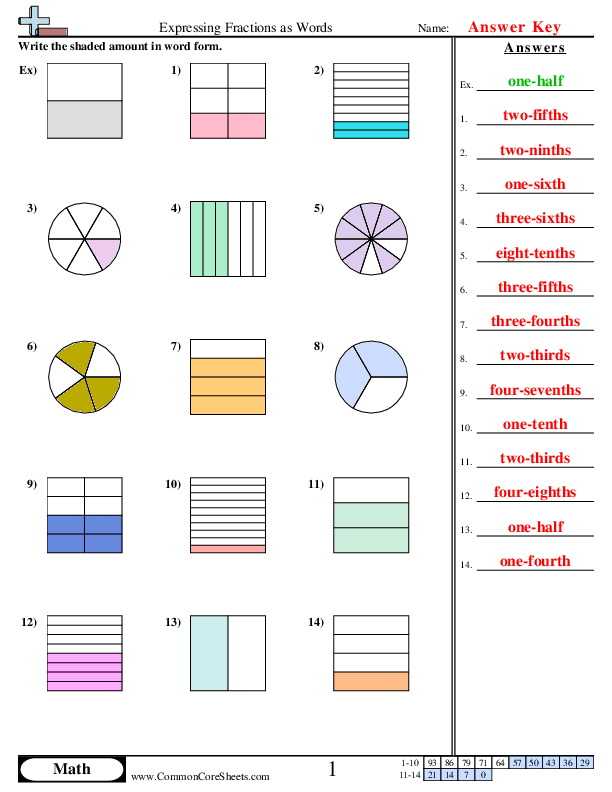  - expressing-fractions-as-words worksheet