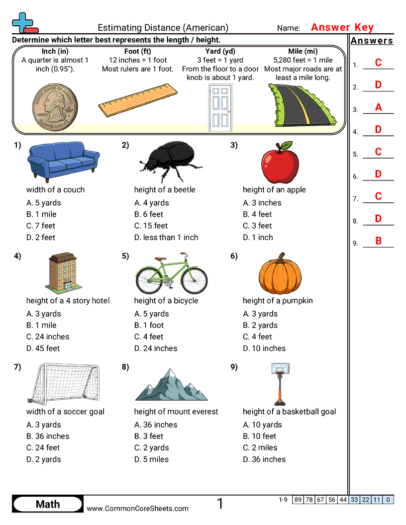 american Worksheets - estimating-length-american worksheet