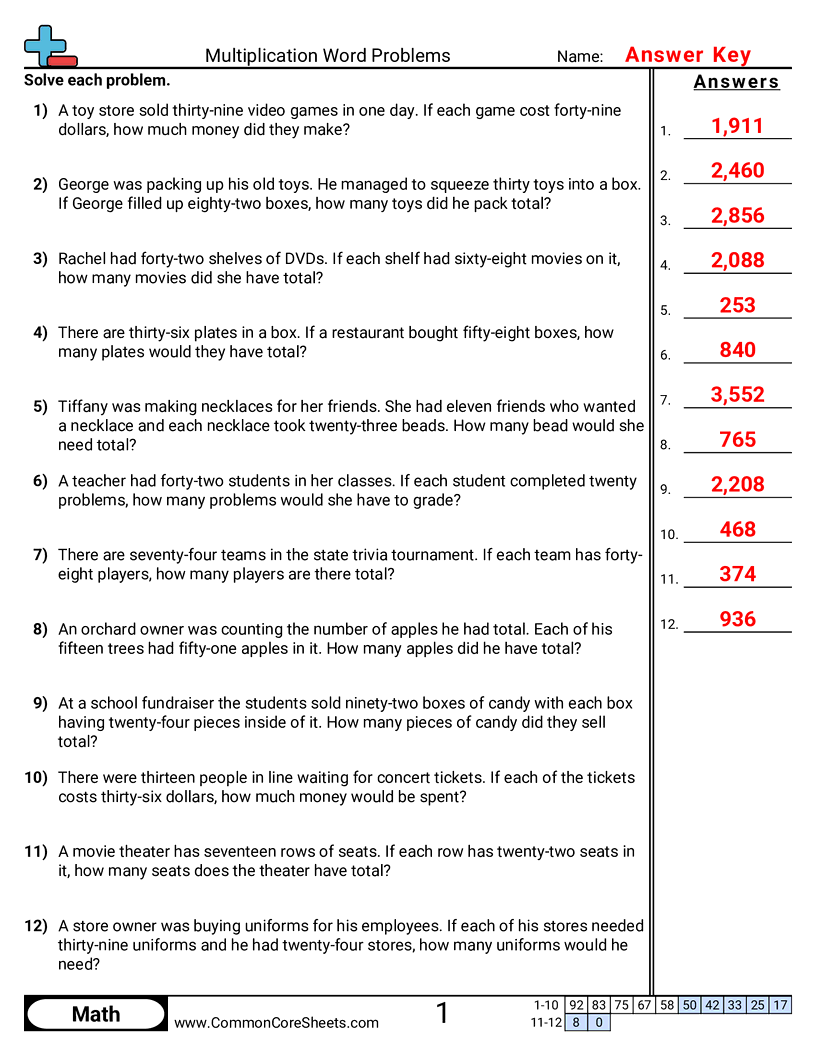 Multiplication Worksheets - 2-digit-x-2-digit worksheet