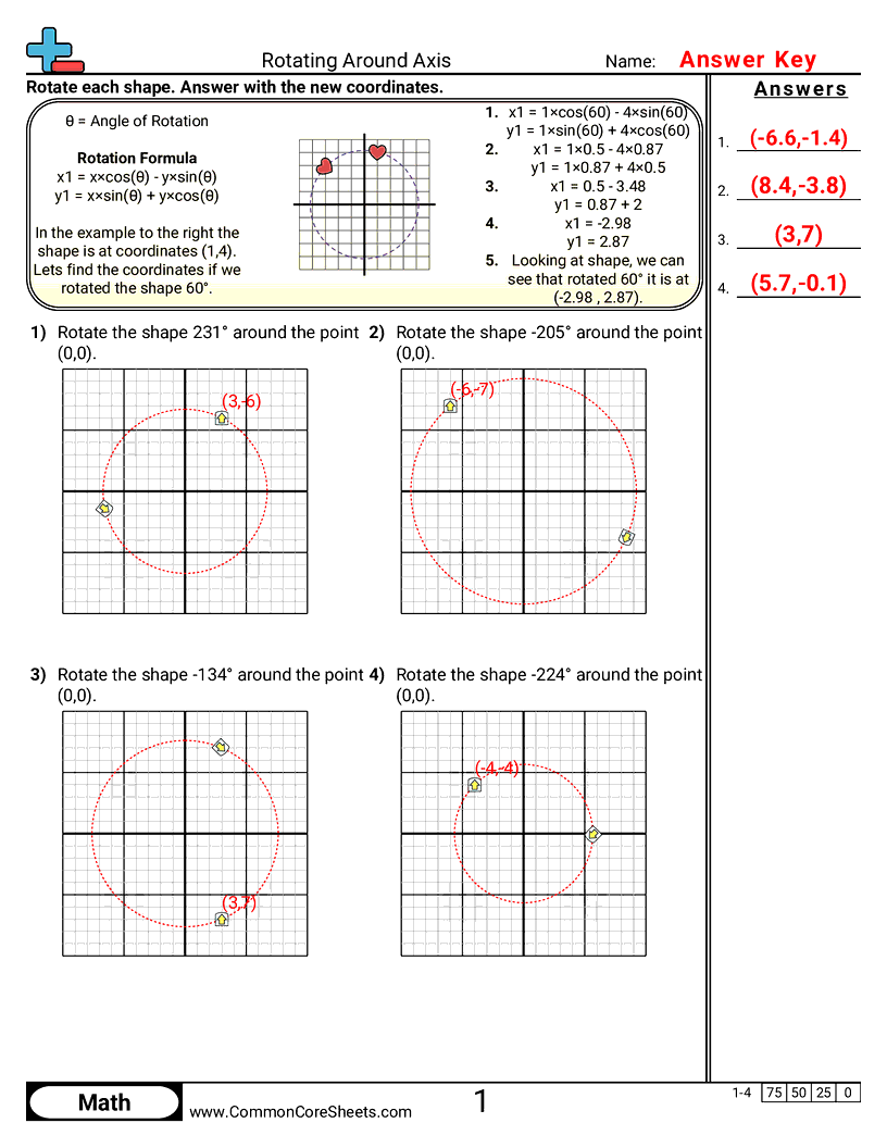 Algebra Worksheets - rotating-around-axis worksheet