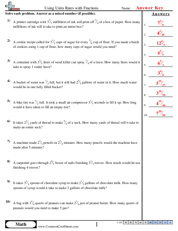  - using-unit-rates-with-fractions worksheet