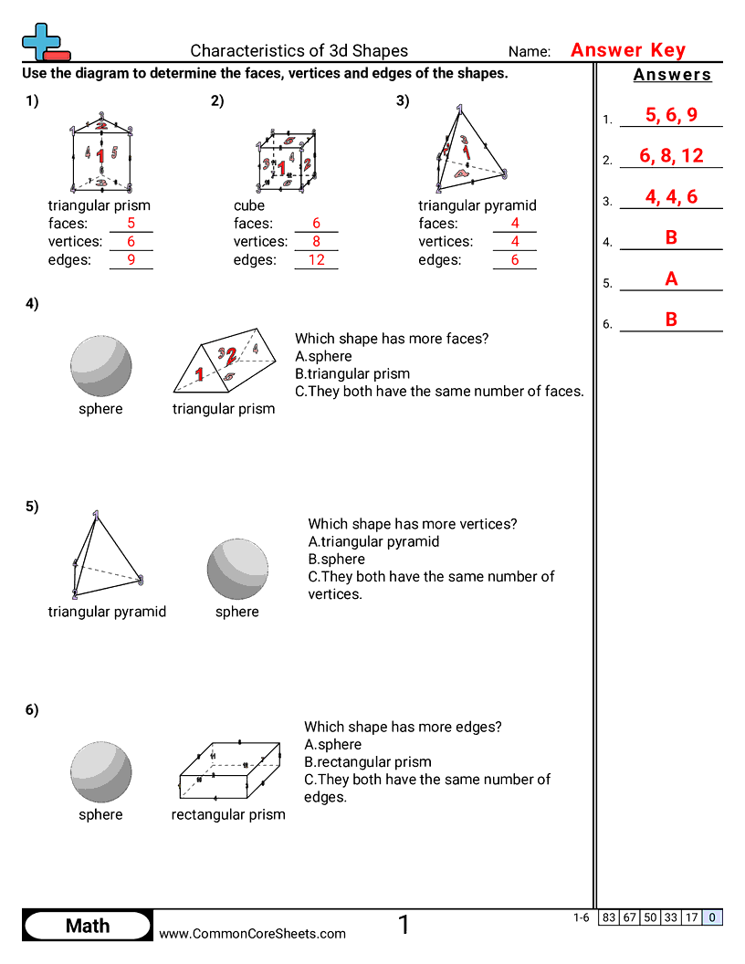 Shapes Worksheets - characteristics-of-3d-shapes worksheet