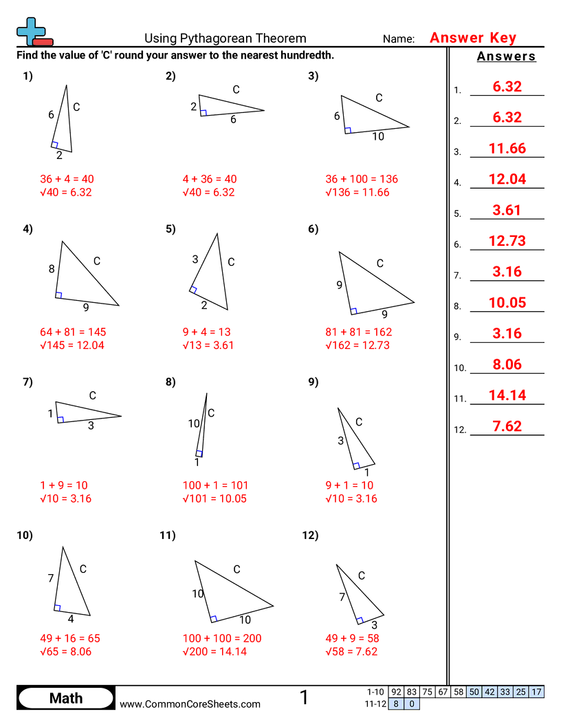 8g7 Worksheets - using-pythagorean-theorem worksheet
