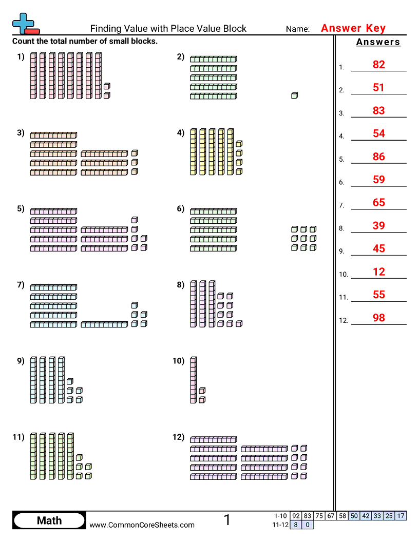 1nbt2c Worksheets - place-value-blocks-10s-and-1s worksheet